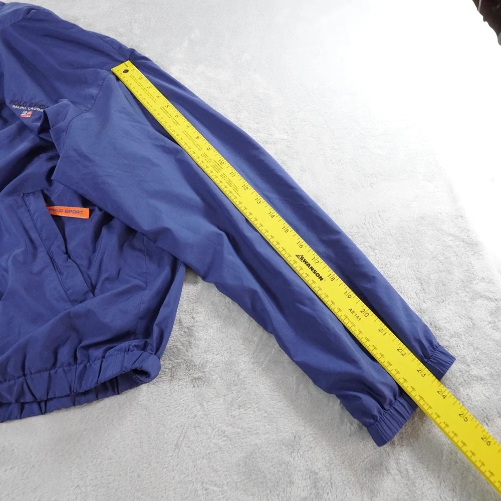 Polo Sport Ralph Lauren Jacket Mens L Blue Windbreaker Hooded Lightweight Vtg 90